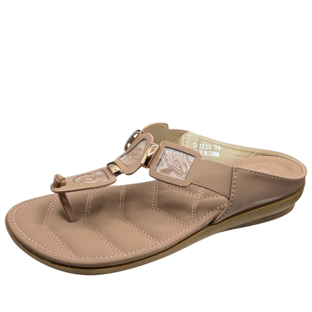 L’amour EU 39 Tan Marbled Stone Luxe Thong Sandals - Picture 4 of 8